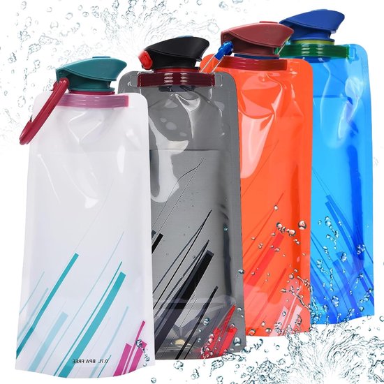 Opvouwbare Waterfles 750ml. Oprolbaar, Lichtgewicht, Zacht, Flexibel
