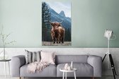 Décoration murale Métal - Peinture Aluminium Industriel - Montagnes - Hiver - Scottish Highlander - 80x120 cm - Dibond - Photo sur aluminium - Décoration murale industrielle - Pour le salon/chambre