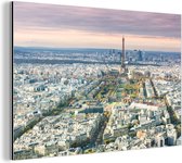 Wanddecoratie Metaal - Aluminium Schilderij Industrieel - Parijs - Eiffeltoren - Stad - 180x120 cm - Dibond - Foto op aluminium - Industriële muurdecoratie - Voor de woonkamer/slaapkamer