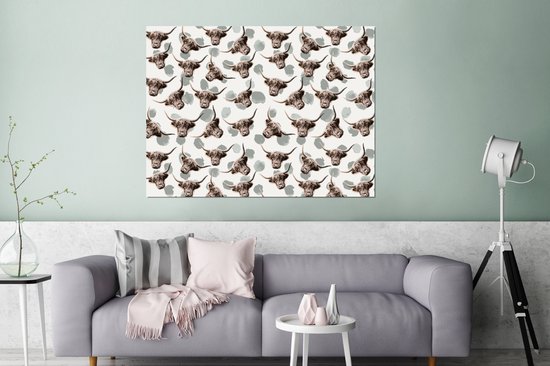 Décoration murale Métal - Peinture Aluminium Industriel - Highlander écossais - Vache - Animaux - 160x120 cm - Dibond - Photo sur aluminium - Décoration murale industrielle - Pour le salon/chambre