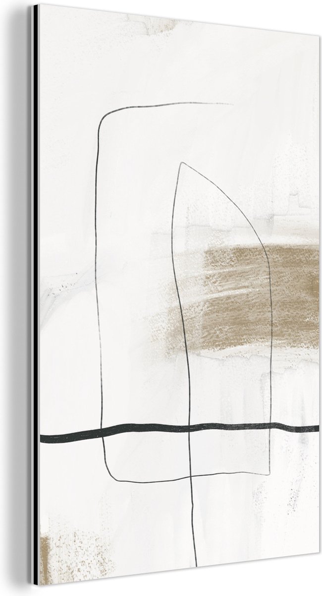 Wanddecoratie Metaal - Aluminium Schilderij Industrieel - Kunst - Verf - Zwart - Wit - 60x90 cm - Dibond - Foto op aluminium - Industriële muurdecoratie - Voor de woonkamer/slaapkamer