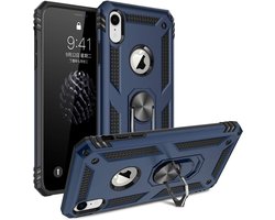 Anti-Shock Hybrid Ring Armor Hoesje Geschikt voor: iPhone XR - Blauw