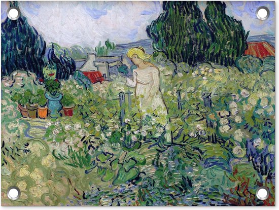 Tuin decoratie Marguerite Gachet in de tuin - Vincent van Gogh - 40x30 cm - Tuindoek - Buitenposter