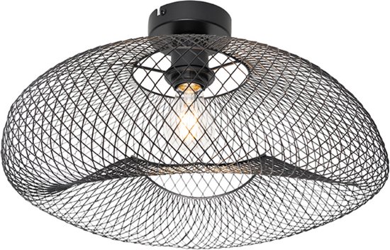 QAZQA zora - Moderne Plafondlamp - 1 lichts - L 44 cm - Zwart - Woonkamer | Slaapkamer | Keuken