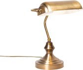 Banquier QAZQA - Lampe de table classique - 1 lumière - H 35 cm - Bronze - Salon | Chambre à coucher | Cuisine