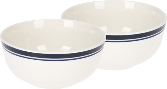vancasso Saladekom met deksel, 4-delig, 1080 ml, keramiek, soepkommen in blauw-wit, kom met deksel voor muesli, salade, soep, ramen