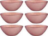 Vivalto Kommetjes/serveer schaaltjes/soepkommen - 6x - Murano - glas - D15 x H6 cm - roze - Stapelbaar