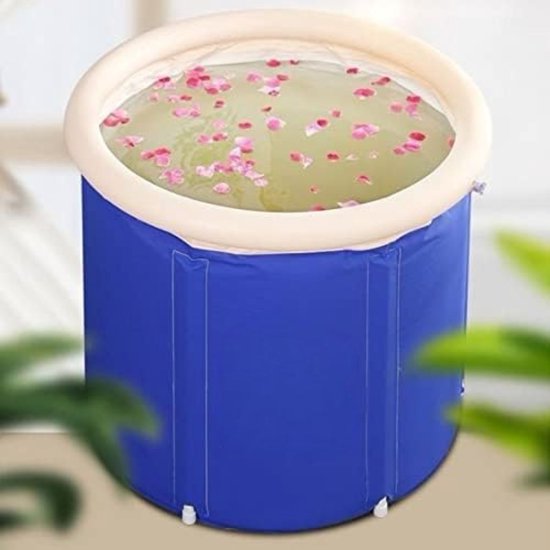 Ligbad opvouwbaar volwassenen - Opvouwbaar bad - Bath bucket - Ligbad vrijstaand - 70 x 70 cm - Blauw