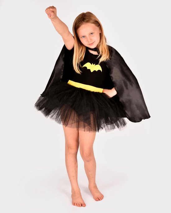 Den Goda Fen Verkleedkledij Batgirl - Tutu jurk met cape - 110-116cm - 4-6 jaar - Zwart