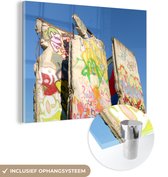 MuchoWow® Glasschilderij 80x60 cm - Schilderij acrylglas - Berlijnse muur - Duitsland - Cultuur - Foto op glas - Schilderijen