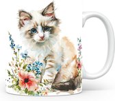 Mok met Ragdoll Kat Beker voor koffie of tas voor thee, cadeau voor dierenliefhebbers, moeder, vader, collega, vriend, vriendin, kantoor