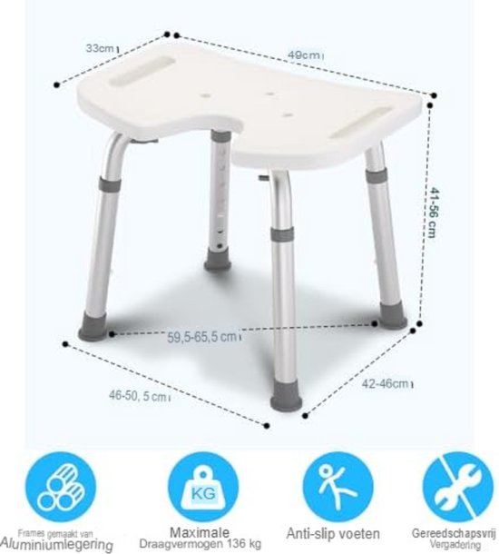Badkruk Badkamer kruk Badkamerkruk Wit bol