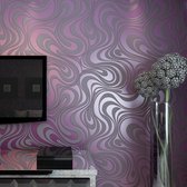 Moderne Luxe 3D Abstract Curve Behang Niet-geweven Stroomden Strips voor Woonkamer/Slaapkamer Behang Roll 0.7m (2.29' W) x 8.4m (27.56' L) = 5.88㎡ (63.11 sq.ft) (Paars)