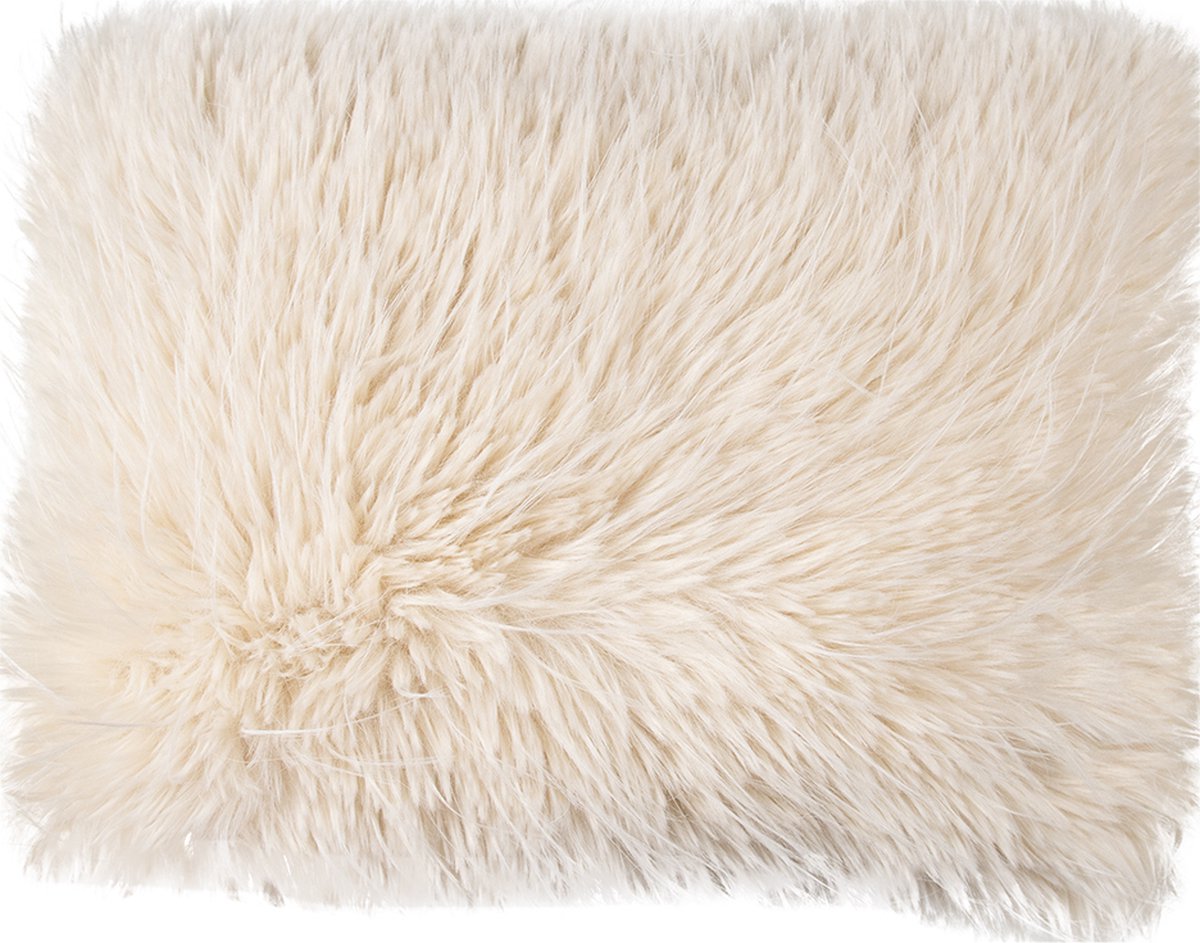 kussen teddy langhaar all over gebroken wit 35x45cm