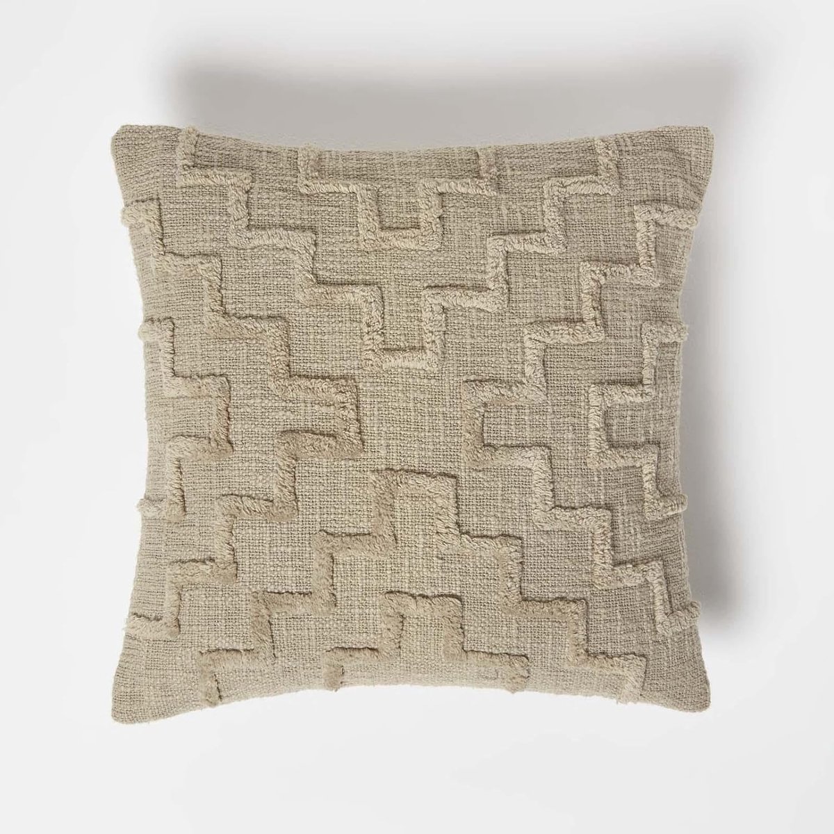 Decoratief kussen beige van katoen, kussen 45x45 cm geometrisch patroon, boho-kussen tuft