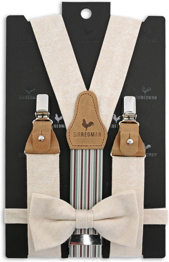 Sir Redman - Bretels met strik - bretels combi pack Sposo Stiloso beige - roomwit