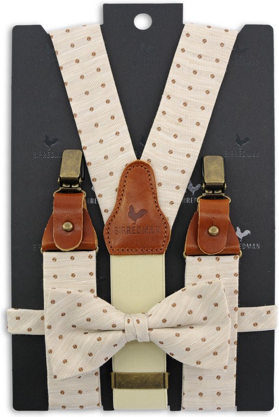Sir Redman - Bretels met strik - bretels combi pack Dapper Dot - beige / bruin