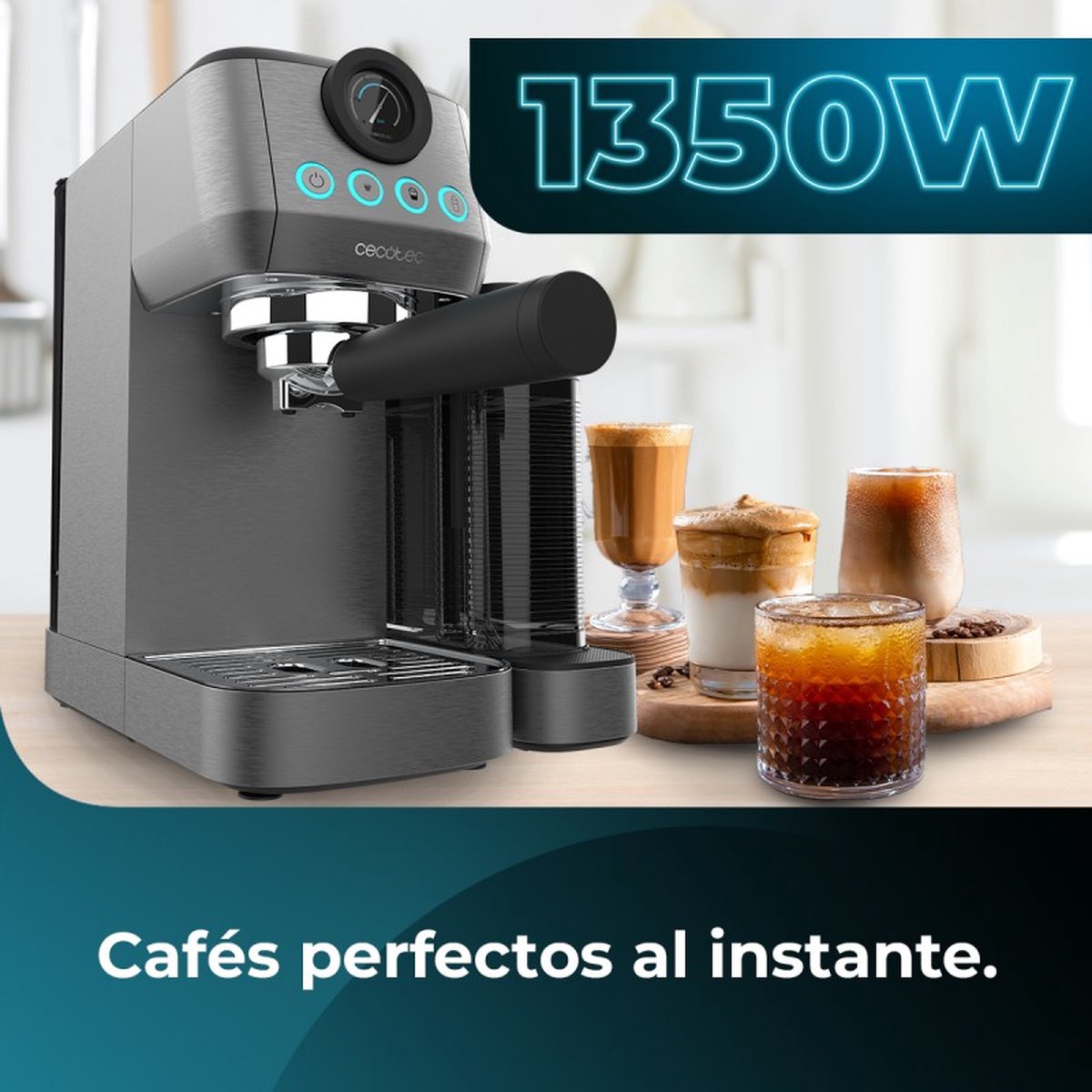 Machine à Café Semi-Auto Cecotec - 20 Bars, Réservoir Lait 700ml, Écran Tactile, Pour Espresso Et Cappuccino
