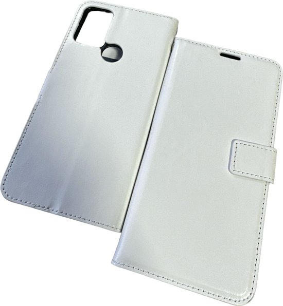 Couverture de boîtier de livre de portefeuille + 2x Glas de protection d'écran adapté à: Motorola Moto G50 - Wit