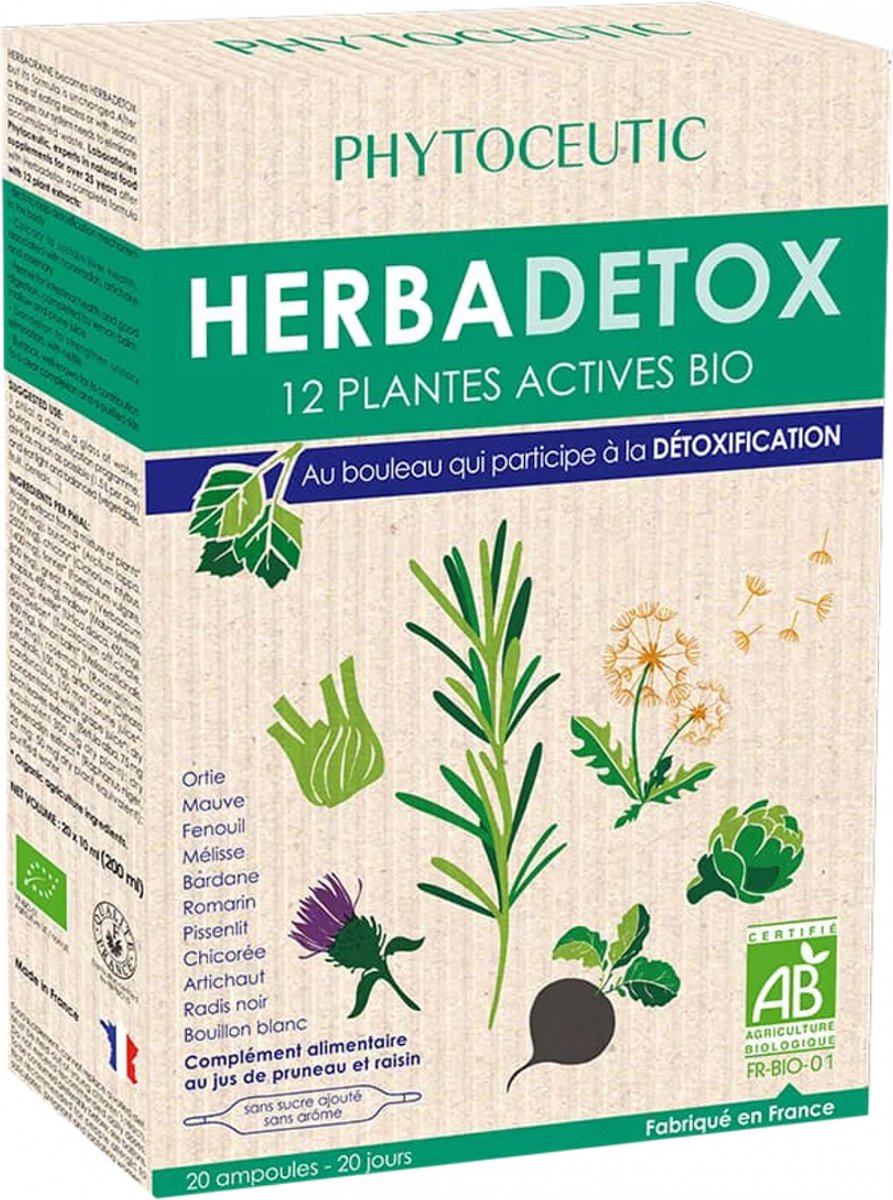 Goedkoopste Phytoceutic Herbadetox 12 Plantes Actives Bio 20 Ampullen