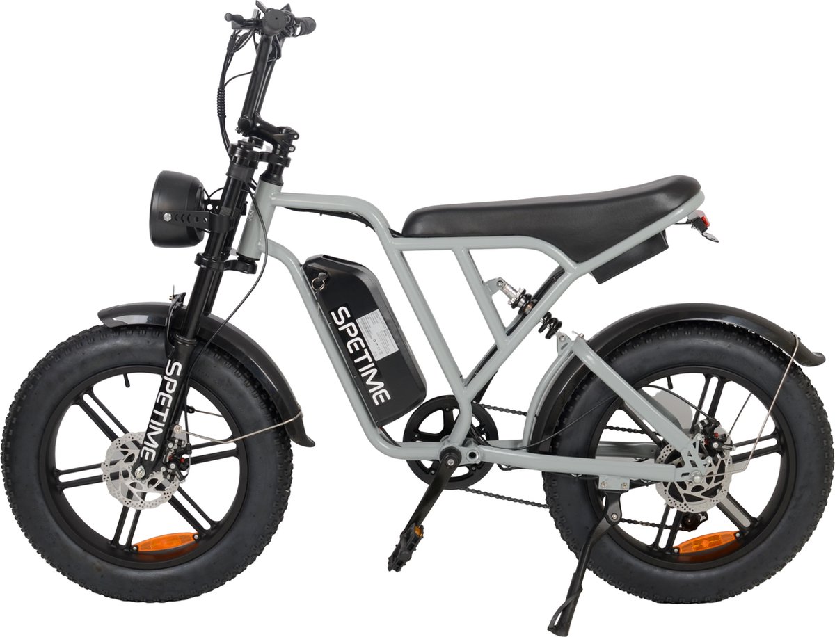 Spetime Fatbike Grijs - elektrische fiets - krachtige 250W motor - Grijs - LCD Display - 20