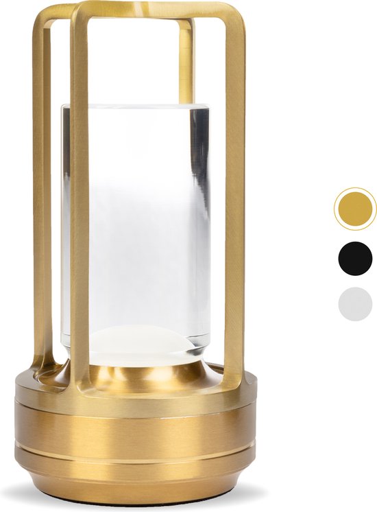 BandiO Kyoto Tafellamp Oplaadbaar – Draadloos en dimbaar – Krachtige 5200mAh batterij - Moderne touch lamp – Nachtlamp Slaapkamer – Goud
