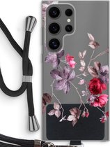 Case Company® - Hoesje met koord geschikt voor Samsung Galaxy S24 Ultra hoesje met Koord - Mooie bloemen - Telefoonhoesje met Zwart Koord - Bescherming aan alle Kanten en Over de Schermrand