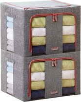 Set van 2 opvouwbare quilt opbergtassen, voor het bewaren van dekbed, kussens, seizoenskleding, waterdicht en stofdicht, met groot transparant venster, ingebouwde metalen houder