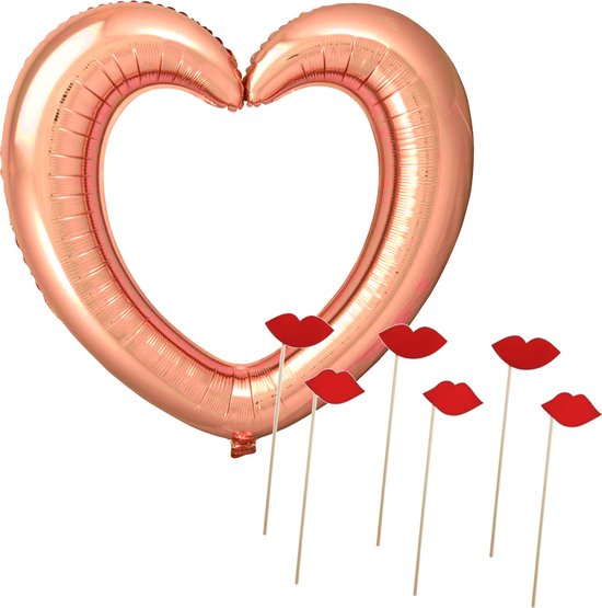 Foto prop set - bruiloft/vrijgezellenfeest - 7-delig - photo booth accessoires - trouwen/jubileum