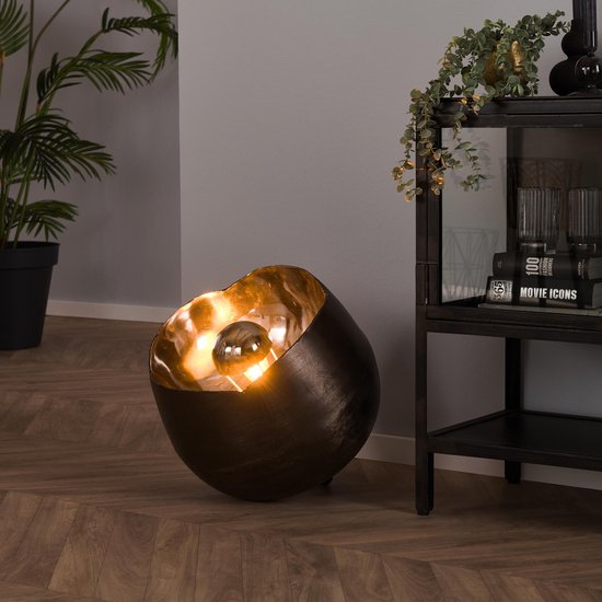 Xl tafellamp Mirror Ø 50 cm | 1 lichts | zwart nikkel | modern design | woonkamer / slaapkamer | sfeerverlichting