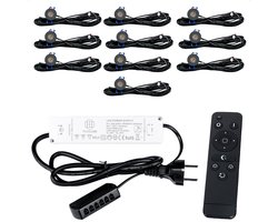TrueLED Compact Gray - Inbouw LED Spot Dimbaar voor Overkapping - IP65 Verlichting voor Veranda - Complete set van 10 LED Spots