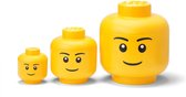 Lego - Opbergbox Hoofd Boy Set van 3 Stuks WebOnly Verpakking - Kunststof - Geel