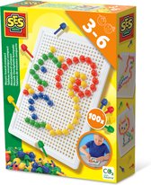 SES - Tableau mosaïque - Montessori - compact - avec 100 épingles colorées en 4 couleurs - réutilisable