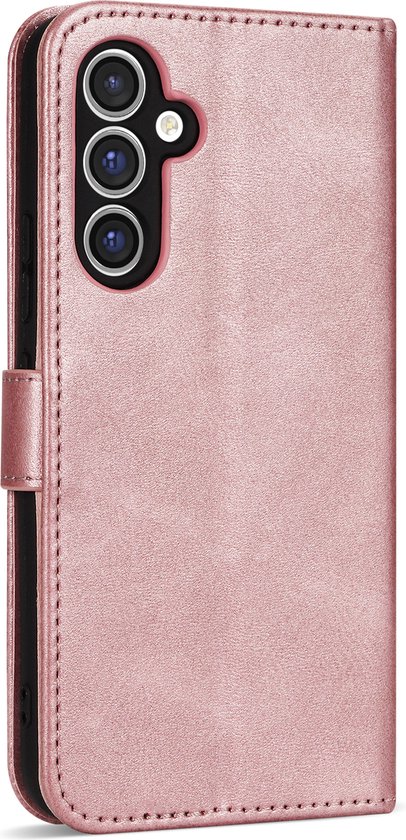 Geschikt Voor Samsung Galaxy A15 hoesje - Solidenz bookcase - Telefoonhoesje A15 - Cover Hoes - Met Pasjeshouder - Roségoud