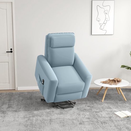 Elektrische Sta-op stoel Relaxstoel met opstaan hulp TV-stoel met ligfunctie, afstandsbediening, bekleding met zijvak, fluweel
