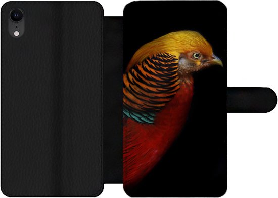 Étui pour iPhone XR Bookcase - Vogel - Ressorts - Zwart - Portrait - Avec poches - Étui portefeuille avec fermeture magnétique