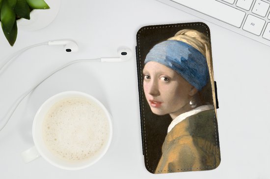 Étui pour téléphone iPhone SE 2020 Bookcase - Fille à la perle - Peinture de Johannes Vermeer - Avec compartiments - Étui portefeuille avec fermeture magnétique