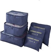 6 Stuks Reis Opbergtas Grote Capaciteit Bagage Kleding Sorteren Organizer Set Koffer Etui Schoenen Verpakking Kubus Tas - Blauw