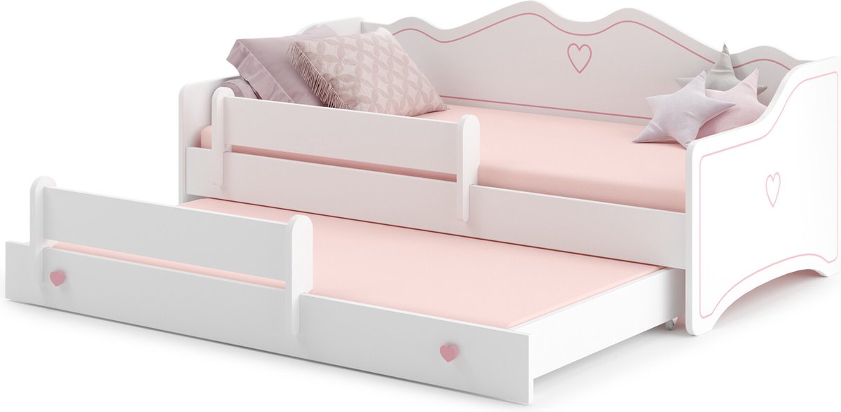 Viking Choice Kinderbed - met matras & lade - 160x80cm - roze wit