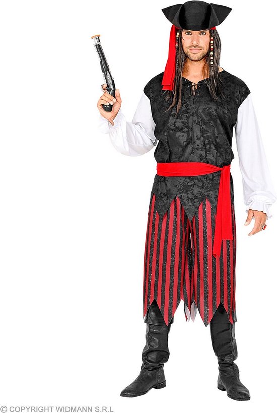 Widmann - Piraat & Viking Kostuum - Weergaloze Pieter Piraat - Man - Rood, Zwart - XL - Carnavalskleding - Verkleedkleding