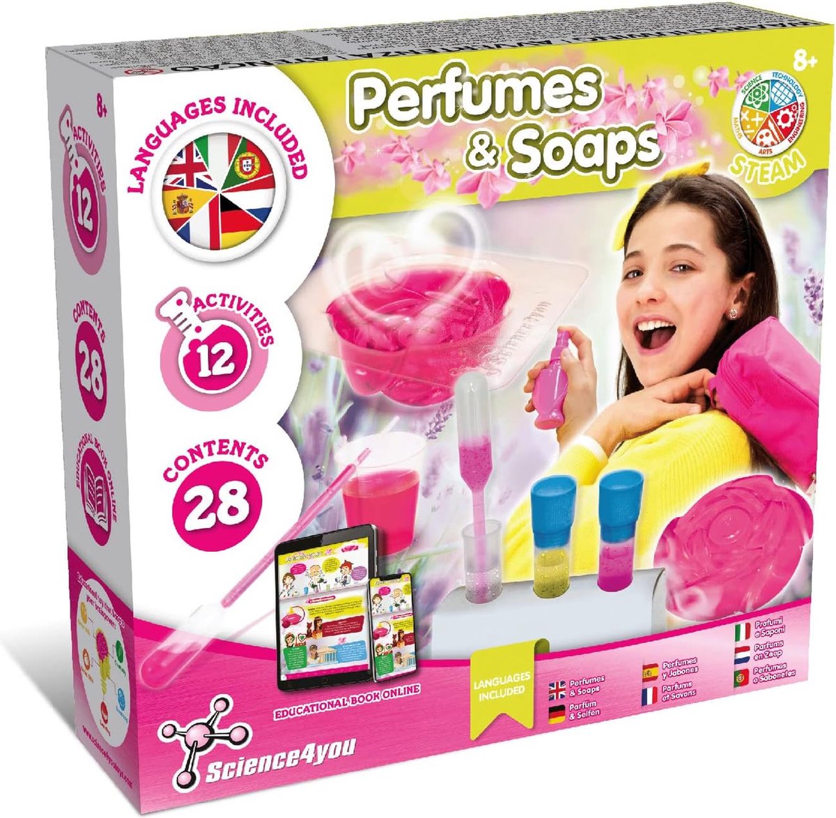Science4you Perfumes & Soaps – Educatieve DIY Kit – 12 Cosmetica Experimenten met Zepen en Parfums – Voor kinderen 8+