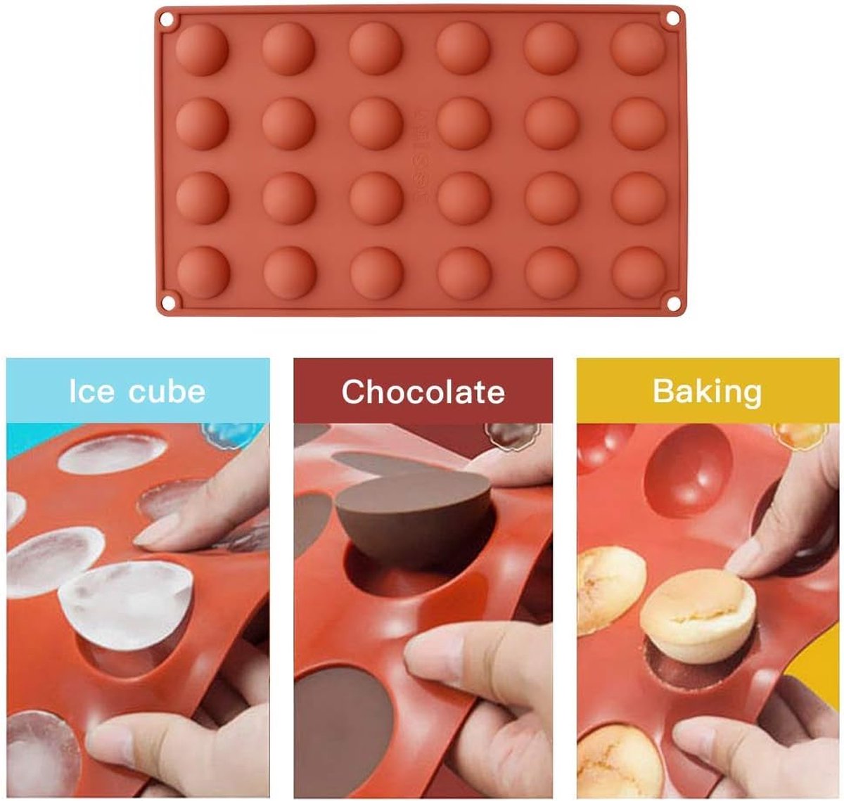 3 Packs Semi Bolvormige Siliconen Mal voor Cake 6-Cavity Grote Halfronde Cakevorm voor het Maken van Chocolade, Cake, Gelei, Dome Mousse