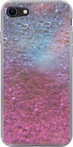 Geschikt voor iPhone SE 2020 hoesje - Roze - Glitter - Abstract - Design - Blauw - Siliconen Telefoonhoesje