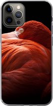 Geschikt voor iPhone 13 Pro hoesje - Flamingo - Veren - Roze - Siliconen Telefoonhoesje