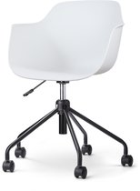 Nolon Nout-Puk Bureaustoel Wit - met Armleuning - Kunststof Zitting - Verstelbaar - Wieltjes - Zwart Onderstel