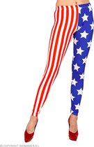 Widmann - Landen Thema Kostuum - Legging Born In The USA - Vrouw - Blauw, Rood, Wit / Beige - Large / XL - Carnavalskleding - Verkleedkleding