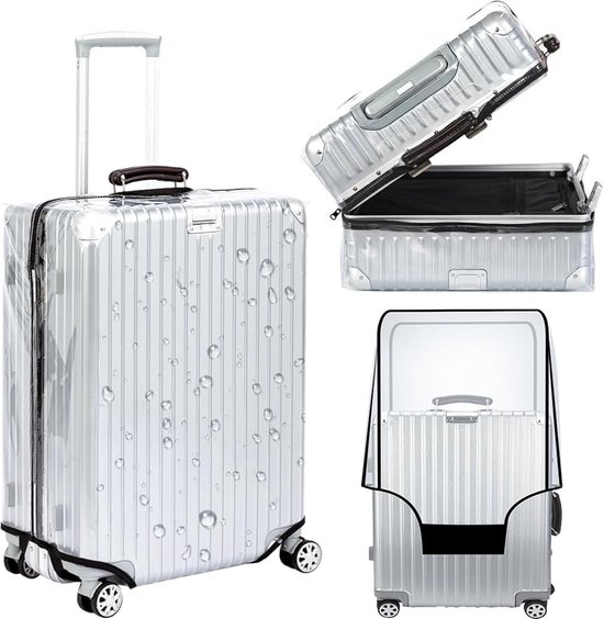 Housses de valise transparentes avec fermeture éclair, housse de bagage en PVC, étanche à la poussière, avec fermeture Velcro, protection contre les rayures, housse de protection pour valise de voyage, transparente