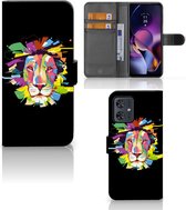GSM Hoesje Geschikt voor Motorola Moto G54 Book Cover Lion Color