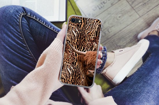 Coque iPhone 7 - Highlander écossais - Vache - Imprimé panthère - Siliconen