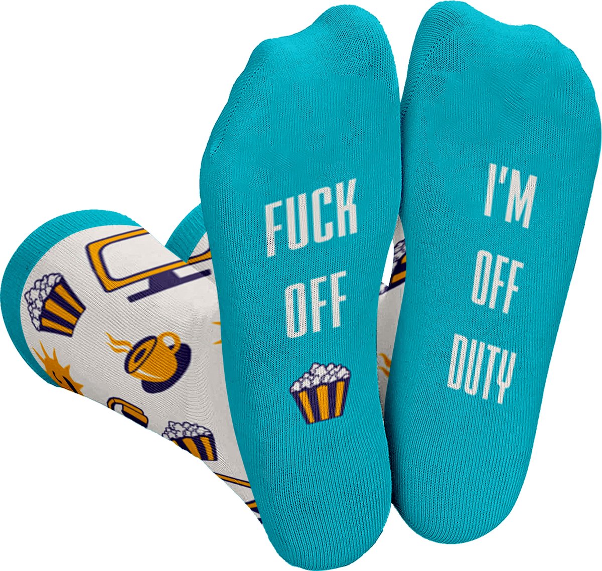 Grappige sokken Ontspanning cadeau - One Size Sokken met Tekst - I'M OFF DUTY - Grappige Cadeaus voor Mannen & Dames - Happy Socks - Yoga - Meditatie - Mindfulness - Verjaardag cadeau vrouw, heren, vader, papa, moeder, mama, vriendin, zus, opa